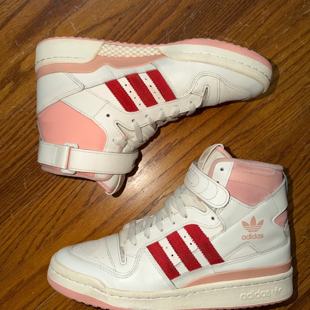 Adidas High-Top Sneakers in Red and White
